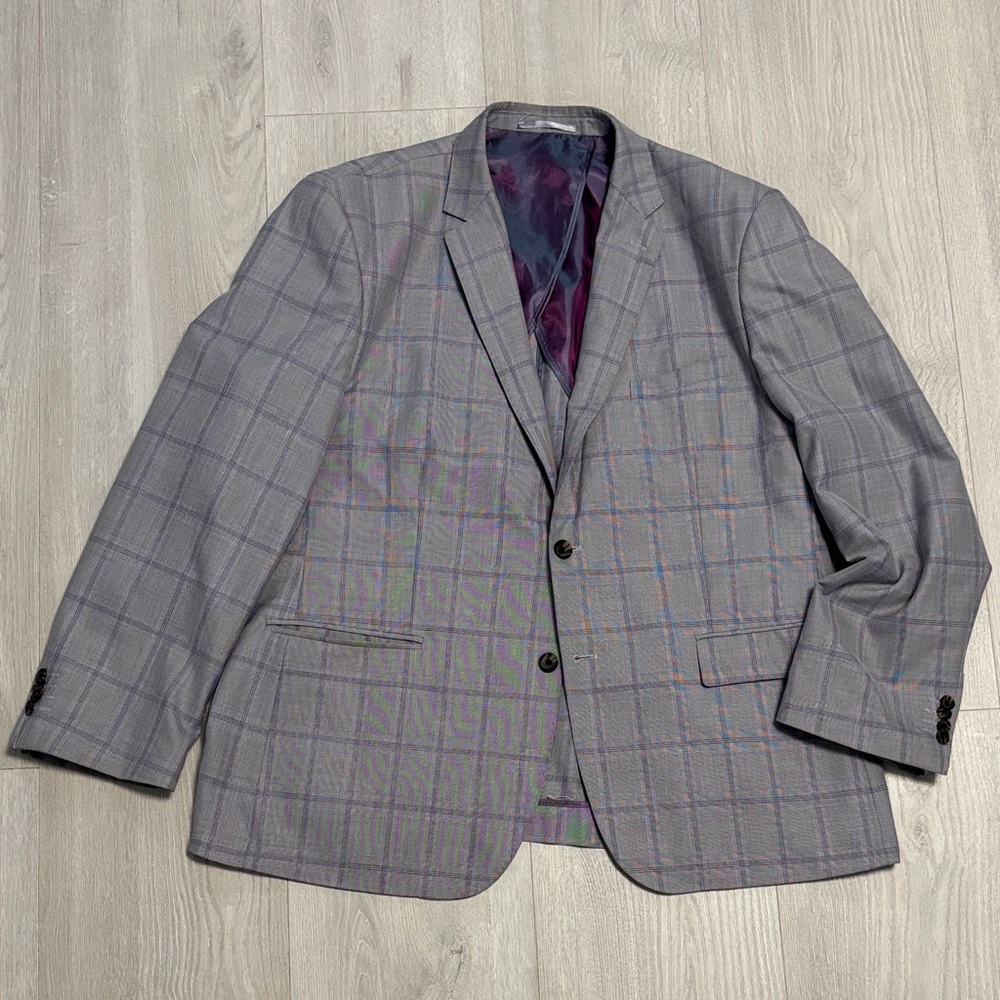 🔥BUNDLESALE Mens 48R Antonio Cardinni Silk Blend Plaid Blazer Sports Coat Jacket